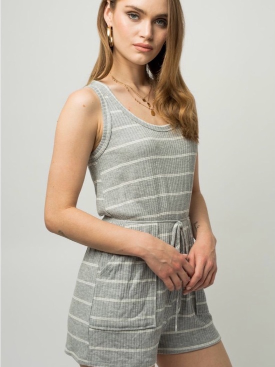 Gilli Pants - Gilli Gray Striped Ribbed Tank Romper